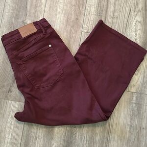 Judy Blue Cropped Wide Maroon Jeans